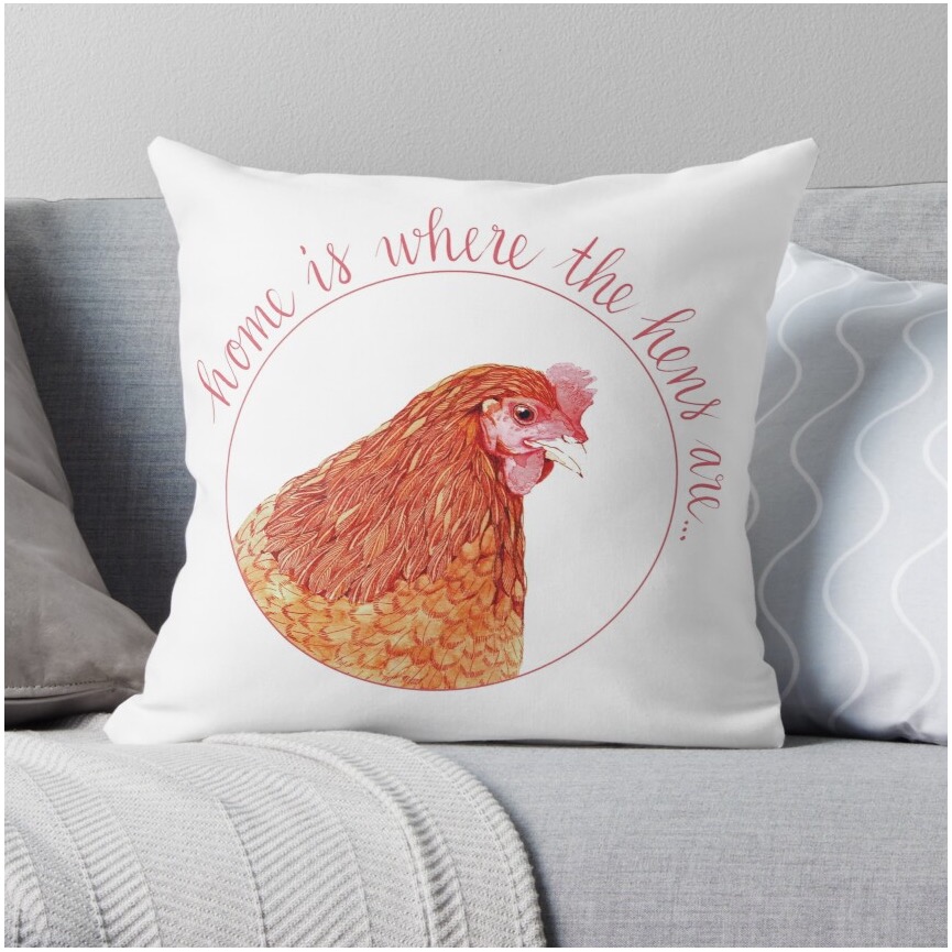Home is where the hens are Throw Pillow